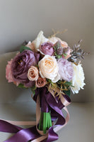 Load image into Gallery viewer, Artificial Flower Purple Bridal Bouquet