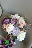 Load image into Gallery viewer, Artificial Flower Purple Bridal Bouquet