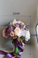 Load image into Gallery viewer, Artificial Flower Purple Bridal Bouquet