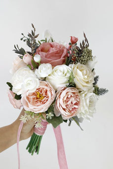 Hand Holding Candy Pink Wedding Bouquet