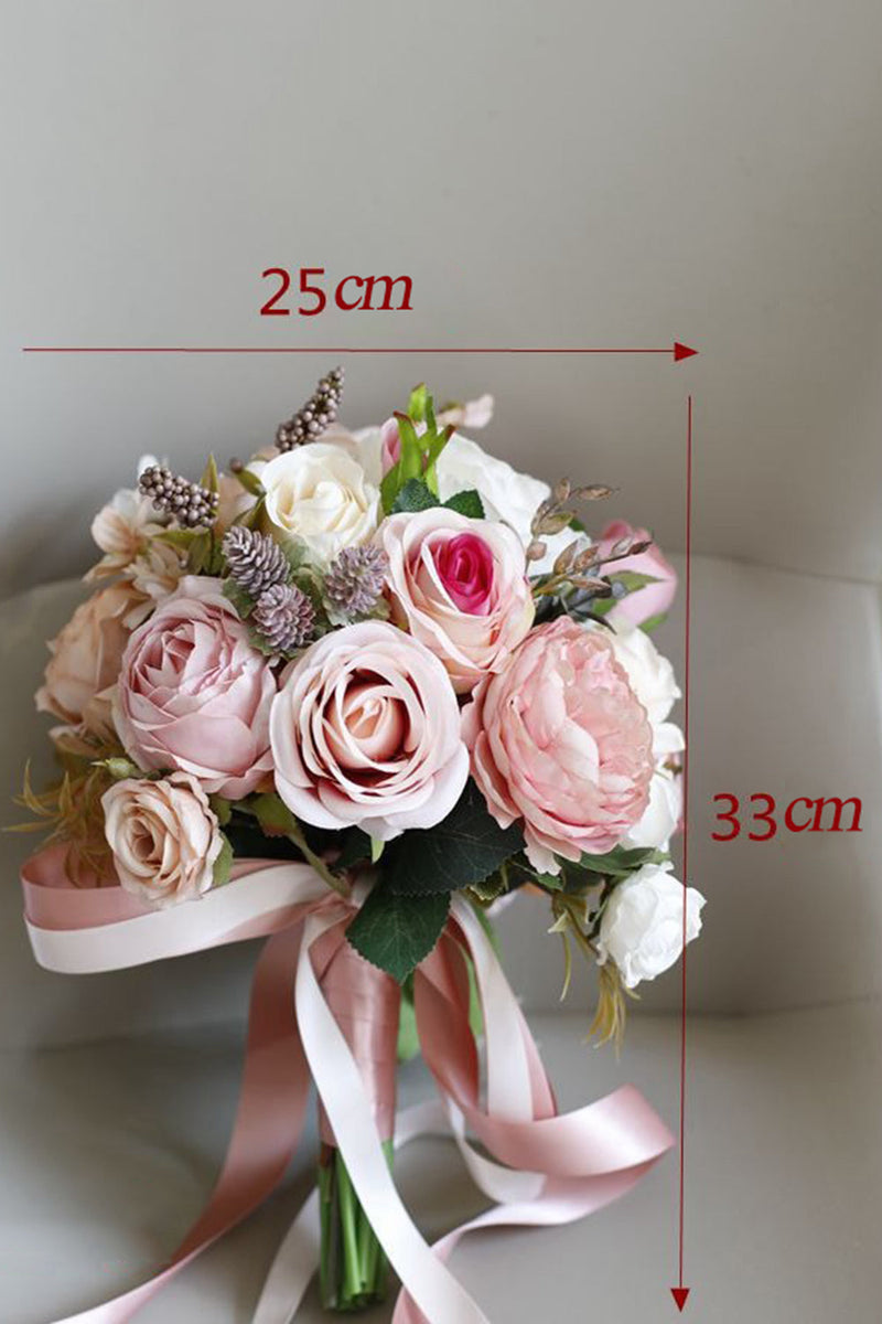 Load image into Gallery viewer, Artificial Hand Candy Pink Holding Flower Bridal Bouquet