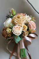 Load image into Gallery viewer, Hand Holding Champagne Flower Bridal Bouquet