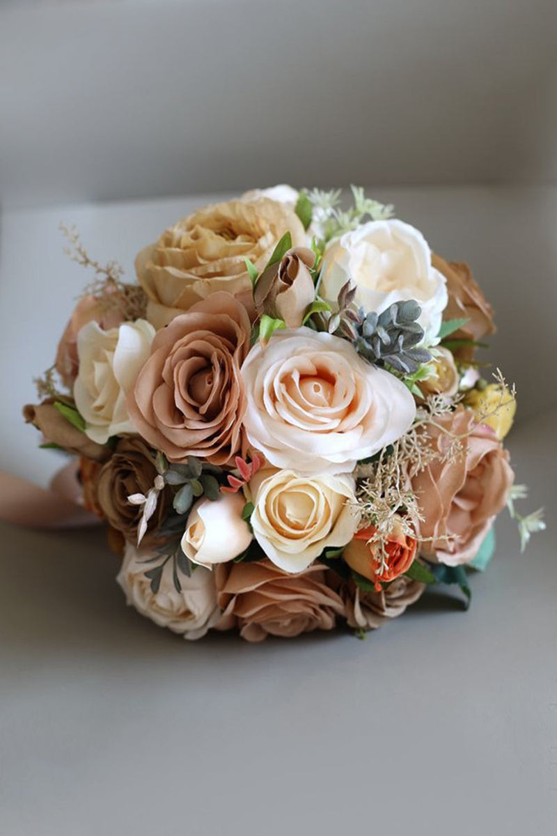 Load image into Gallery viewer, Hand Holding Champagne Flower Bridal Bouquet