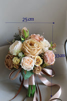 Load image into Gallery viewer, Hand Holding Champagne Flower Bridal Bouquet
