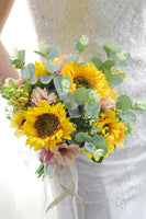 Load image into Gallery viewer, Hand Holding Yellow Bridal Bouquet with Bow