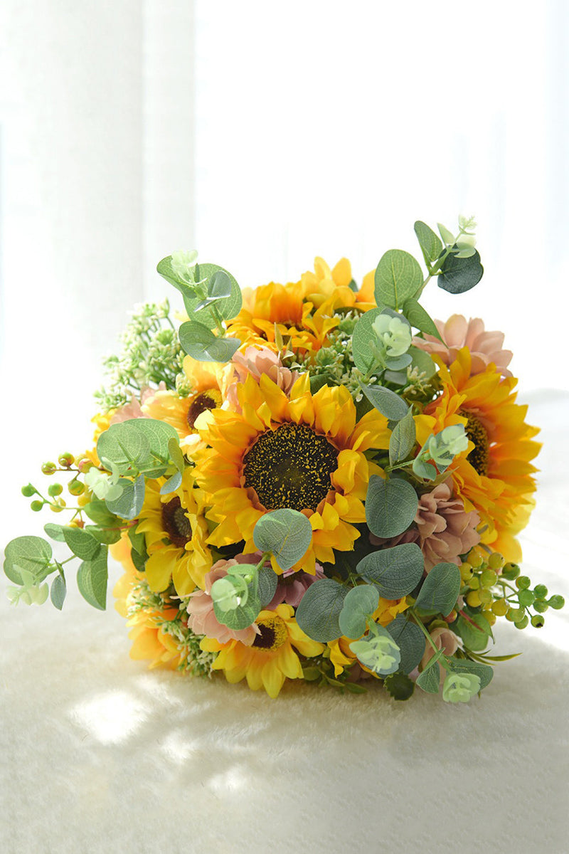 Load image into Gallery viewer, Hand Holding Yellow Bridal Bouquet with Bow