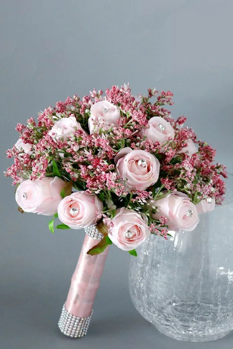 Load image into Gallery viewer, Hand Holding Flower Candy Pink Bridal Bouquet