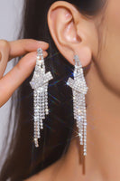 Load image into Gallery viewer, Sparkly Silver Party Drop Fringed Earrings with Rhinestones