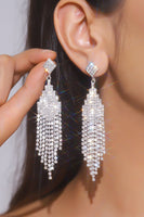Load image into Gallery viewer, Sparkly Silver Fringed Crystal Party Drop Earrings