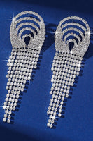 Load image into Gallery viewer, Sparkly Silver Party Fringed Drop Earrings with Rhinestones