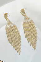 Load image into Gallery viewer, Sparkly Golden Party Drop Fringed Earrings with Rhinestones