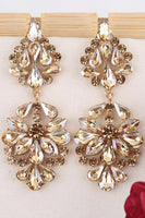 Load image into Gallery viewer, Sparkly Pink Shaped Flower Prom Drop Earrings with Rhinestones