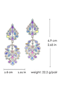 Sparkly Pink Shaped Flower Prom Drop Earrings with Rhinestones