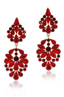 Load image into Gallery viewer, Sparkly Pink Shaped Flower Prom Drop Earrings with Rhinestones