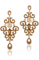 Load image into Gallery viewer, Sparkly Gold Prom Drop Earrings with Rhinestones