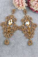 Load image into Gallery viewer, Sparkly Gold Prom Drop Earrings with Rhinestones