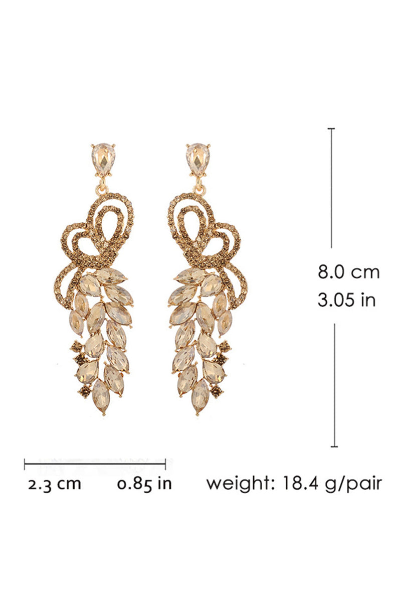 Load image into Gallery viewer, Sparkly Party Golden Leaf Shaped Drop Earrings with Rhinestones