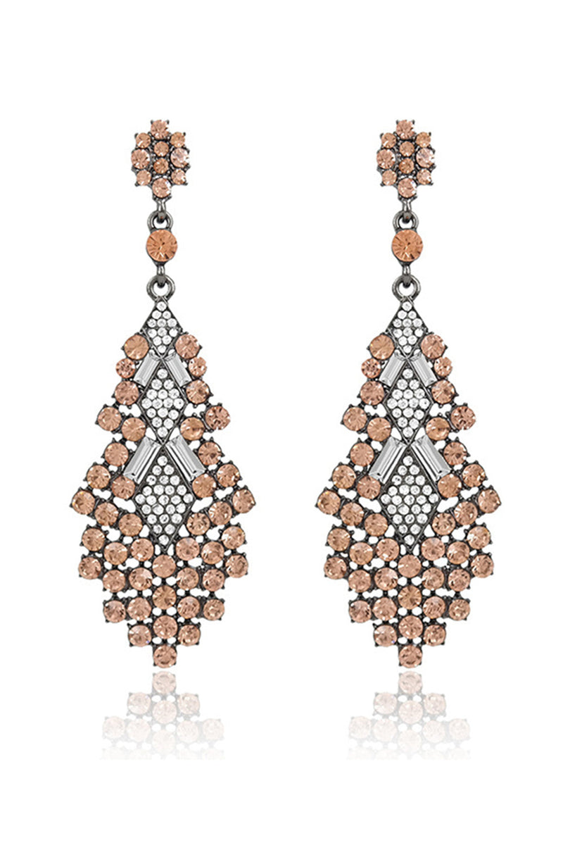 Load image into Gallery viewer, Sparkly Teardrop Golden Party Drop Earrings with Rhinestones