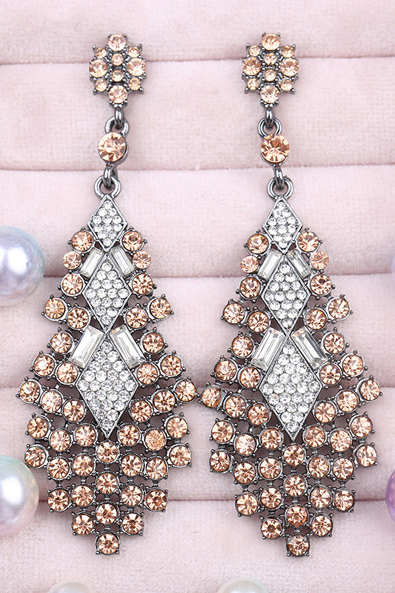 Load image into Gallery viewer, Sparkly Teardrop Golden Party Drop Earrings with Rhinestones