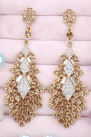 Load image into Gallery viewer, Sparkly Teardrop Golden Party Drop Earrings with Rhinestones