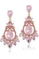 Load image into Gallery viewer, Pink Sparkly Vintage Party Drop Earrings with Rhinestones
