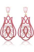 Load image into Gallery viewer, Sparkly Prom Fuchsia Drop Earrings with Rhinestones
