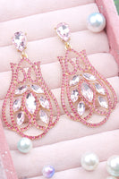 Load image into Gallery viewer, Sparkly Prom Fuchsia Drop Earrings with Rhinestones