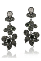 Load image into Gallery viewer, Golden Sparkly Flower Shaped Prom Drop Earrings with Rhinestones