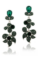 Load image into Gallery viewer, Golden Sparkly Flower Shaped Prom Drop Earrings with Rhinestones