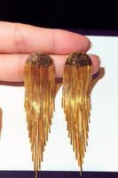 Load image into Gallery viewer, Sparkly Fringed Golden Prom Drop Earrings
