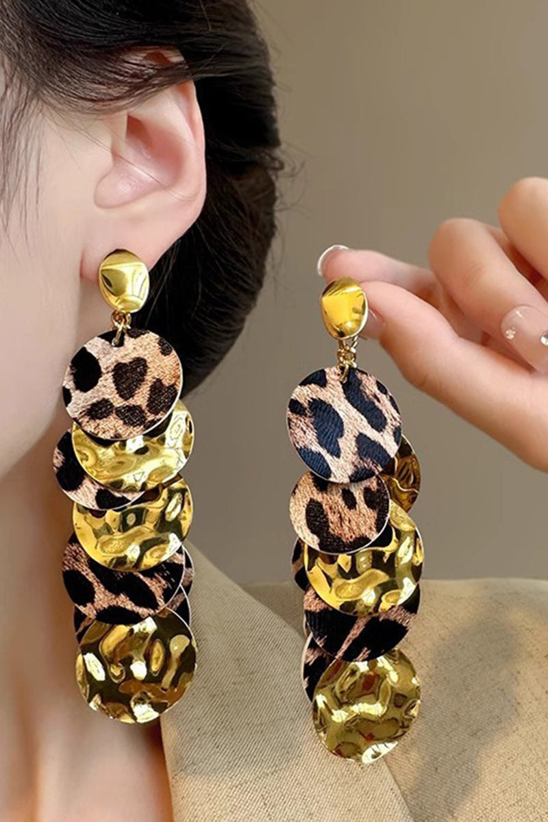 Load image into Gallery viewer, Golden Fashion Leopard Print Prom Drop Earrings