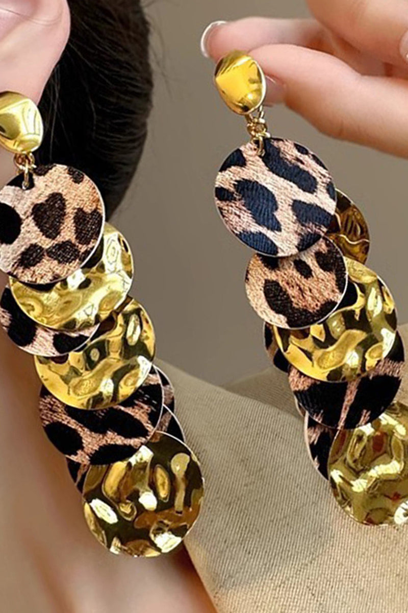 Load image into Gallery viewer, Golden Fashion Leopard Print Prom Drop Earrings