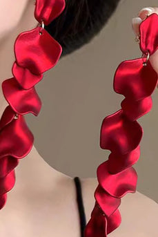 Red Fashion Prom Petal Layered Drop Earrings