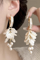 Load image into Gallery viewer, White Sparkly Prom Drop Earrings with Pearls