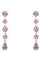 Load image into Gallery viewer, Purple Sparkly Long Prom Drop Earrings with Rhinestones