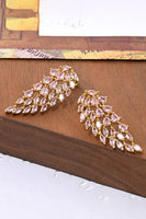 Load image into Gallery viewer, Pink Sparkly Leaf Shaped Prom Drop Earrings with Rhinestones