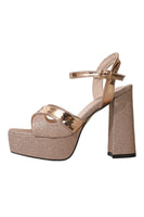 Load image into Gallery viewer, Chunky Rose Golden Open Toe Prom High Heels
