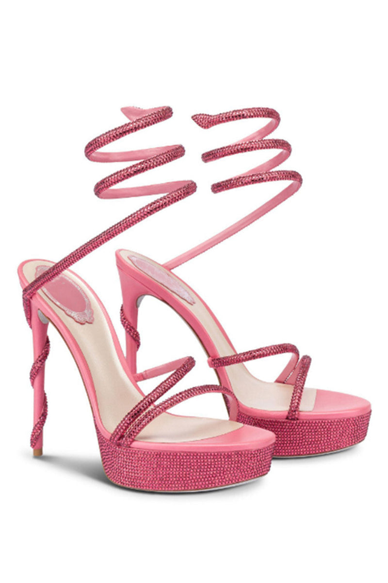 Load image into Gallery viewer, Sparkly Strappy Black Golden Prom High Heels with Rhinestones