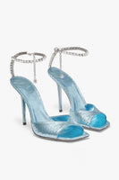 Load image into Gallery viewer, Blue Sparkly Stilettos Prom High Heels with Rhinestones