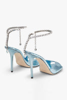Load image into Gallery viewer, Blue Sparkly Stilettos Prom High Heels with Rhinestones
