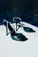 Load image into Gallery viewer, Blue Sparkly Stilettos Prom High Heels with Rhinestones