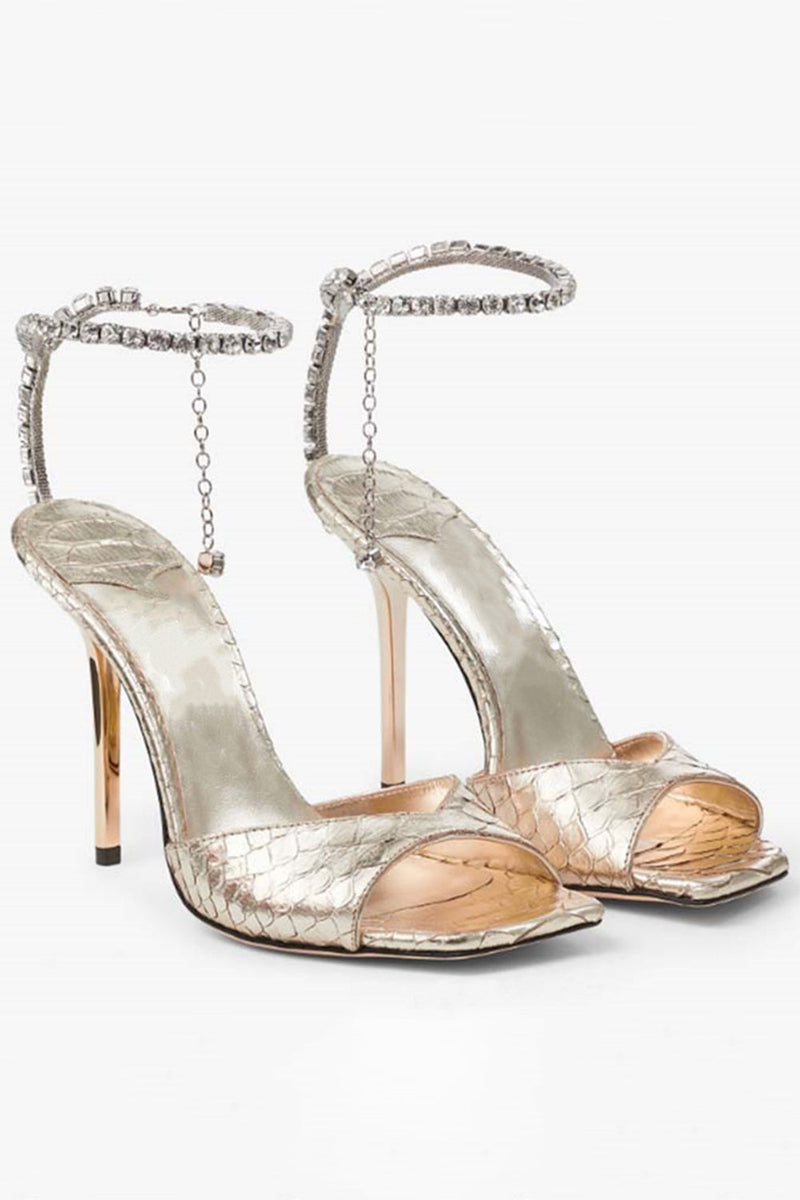 Load image into Gallery viewer, Blue Sparkly Stilettos Prom High Heels with Rhinestones