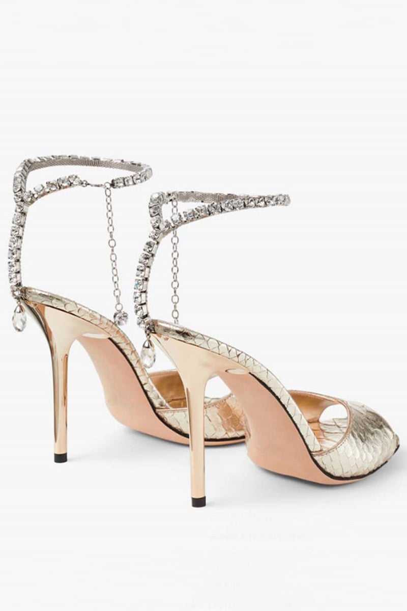 Load image into Gallery viewer, Blue Sparkly Stilettos Prom High Heels with Rhinestones