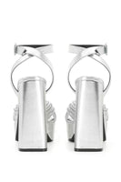 Load image into Gallery viewer, Silver Open Toe Chunky Prom High Heels