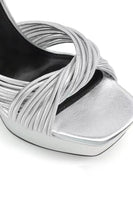 Load image into Gallery viewer, Silver Open Toe Chunky Prom High Heels