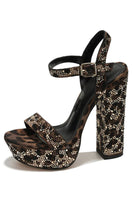 Load image into Gallery viewer, Sparkly Coffee Chunky Leopard Print Prom High Heels