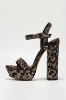 Load image into Gallery viewer, Sparkly Coffee Chunky Leopard Print Prom High Heels