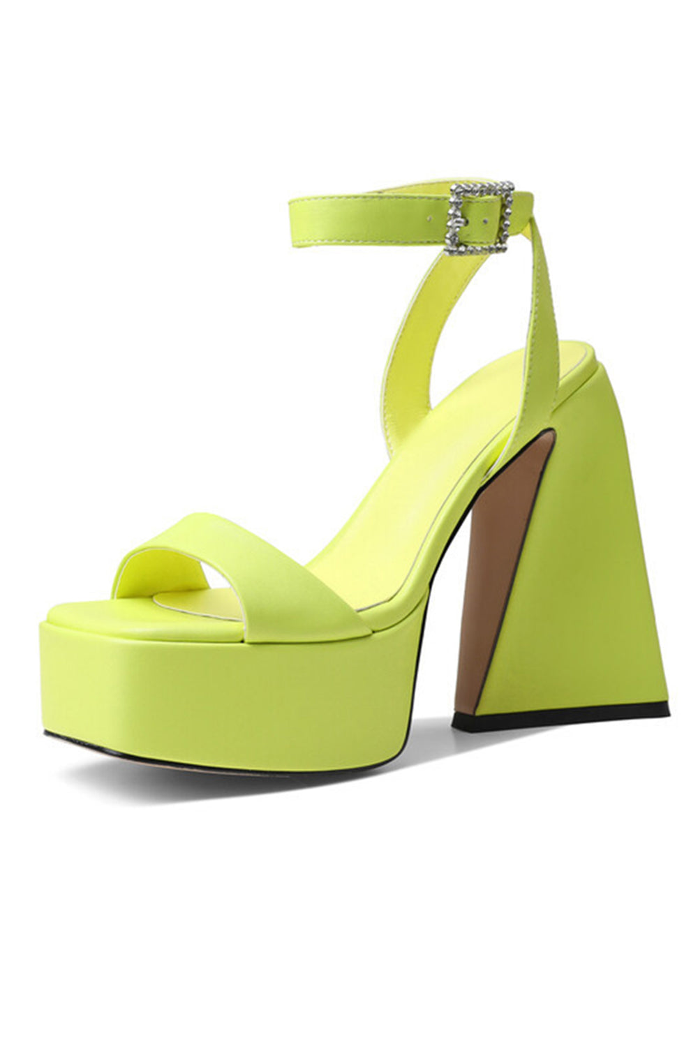 Green Open Toe Chunky Prom High Heels