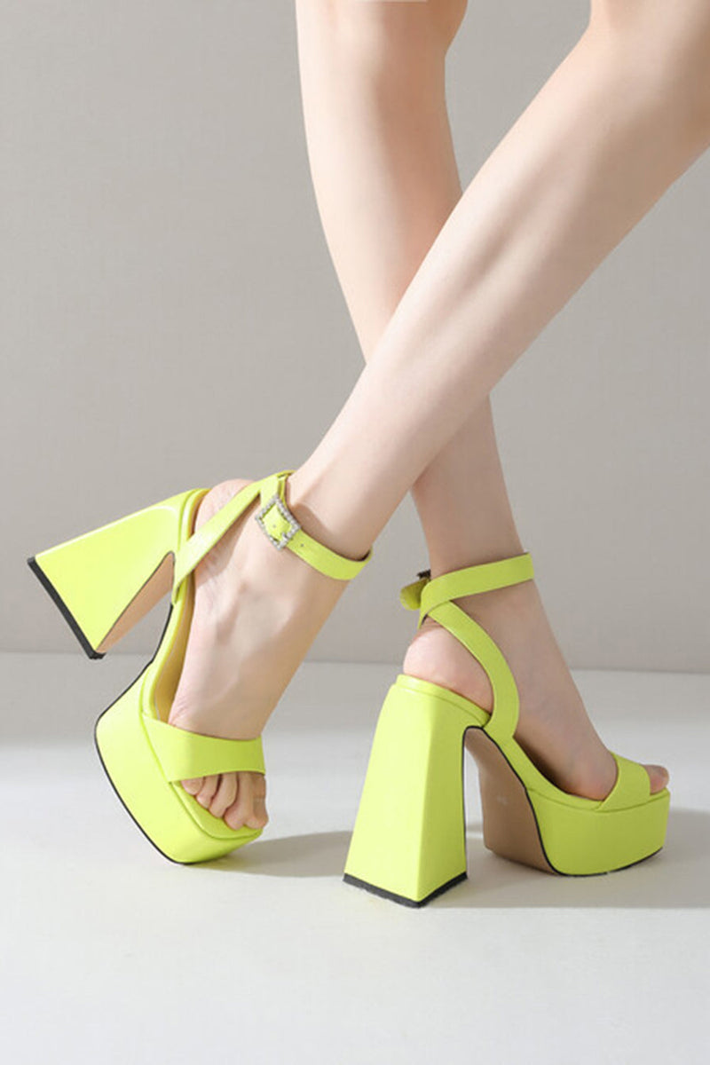Load image into Gallery viewer, Green Open Toe Chunky Prom High Heels