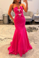 Load image into Gallery viewer, Sparkly Black Mermaid Strapless Long Prom Dress with Bow